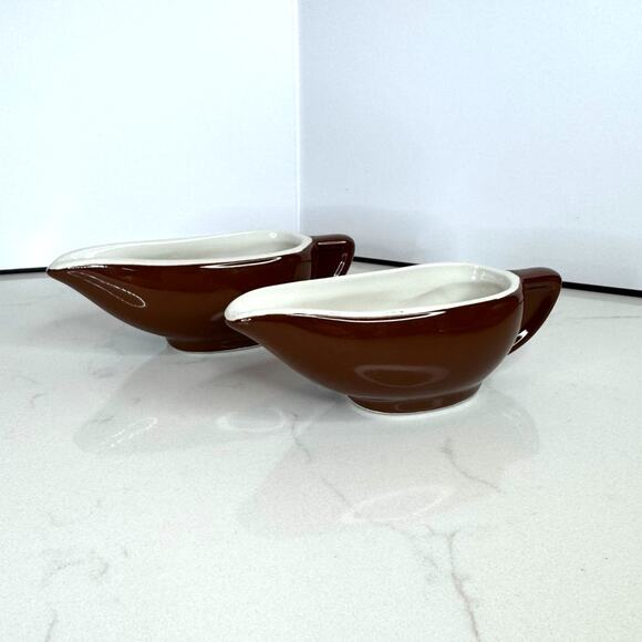 Pair MCM Hall China Individual Restaurant Sauciere/Gravy /Sauce Boats 2 Ounces - Picture 2 of 5